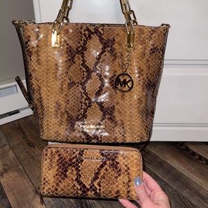 Michael Kors Snakeskin Purse and Wallet